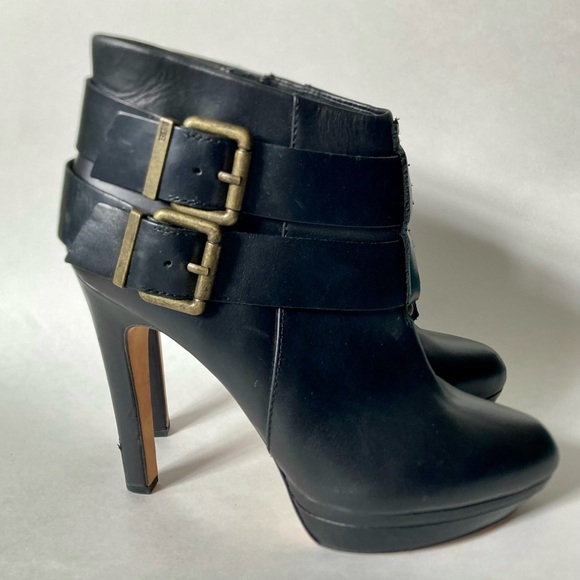 Diesel Melrose Sydney Double Buckle Leather Booties Platform Heel Boots 41 / 10 - Picture 8 of 11
